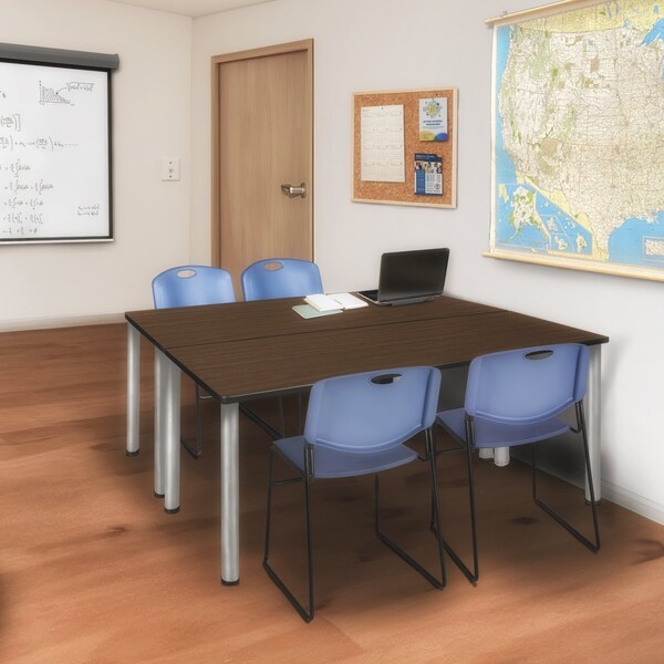 Regency Kee Training Table W/ 2 Zeng Chairs, 66 in W, 24 in L, Neo Walnut - MT6624NWBPCM44BE