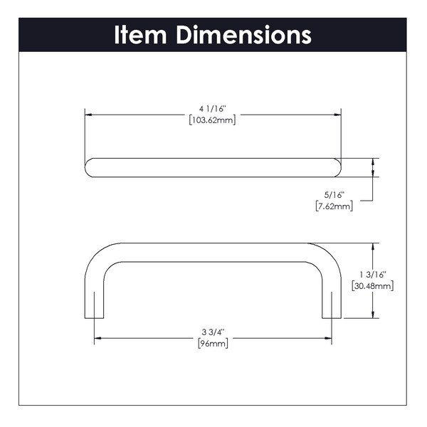 Hickory Hardware Wire Pulls Collection Pull 3-3/4 Inch 96mm Center to Center Matte Black Finish - PW596-MB