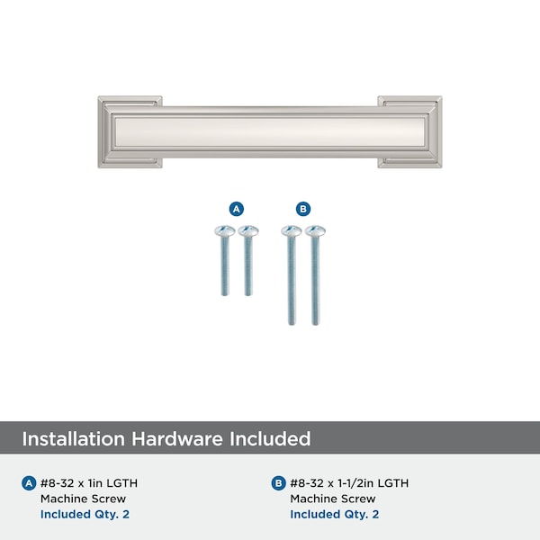 Amerock Appoint 3 inch 76mm Center-to-Center Polished Nickel Cabinet Pull - BP36764PN