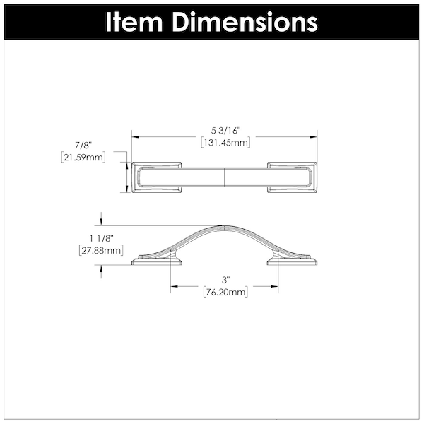 Hickory Hardware Dover Collection Pull 3 Inch Center to Center Brushed Golden Brass Finish - H078770BGB