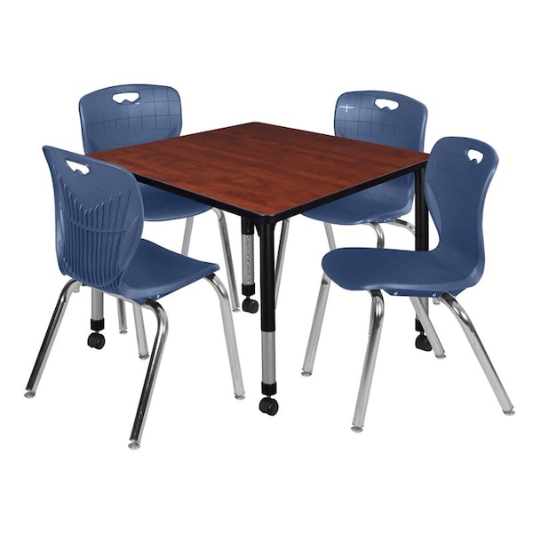 Regency Tables > Height Adjustable > Square Mobile Table & Chair Sets, 36 W, 36 L, 23-34 H, Cherry - TB3636CHAPCBK40NV
