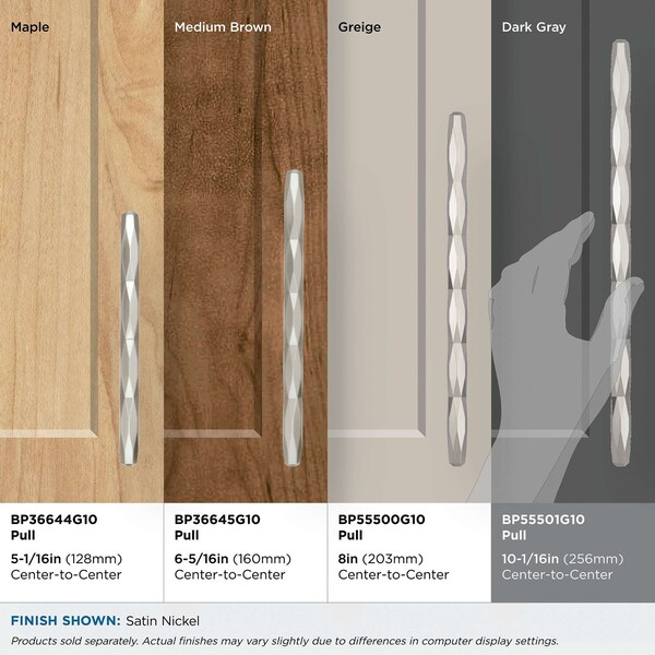 Amerock St. Vincent 10-1/16 inch 256mm Center-to-Center Satin Nickel Cabinet Pull - BP55501G10