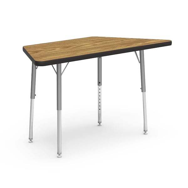 Virco 20.75 in. W, 48 in. L, 17-25 in. H, Medium Oak Top / Black Edge - 48TRAP48LO