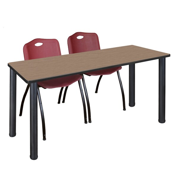 Regency Kee Training Table W/ 2 M Stack Chairs, 60 in W, 24 in L, Noble Oak - MT6024NOBPBK47BY