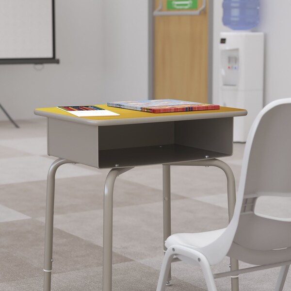 Flash Furniture Billie Student Desk with Open Front Metal Book Box - Maple/Silver - FD-DESK-GY-MPL-GG