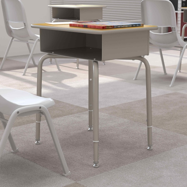 Flash Furniture Billie Student Desk with Open Front Metal Book Box - Maple/Silver - FD-DESK-GY-MPL-GG