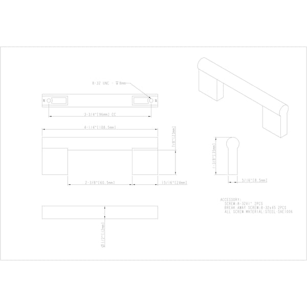 Elements By Hardware Resources 96 mm Center-to-Center Matte Black Knox Cabinet Bar Pull - 645-96MB