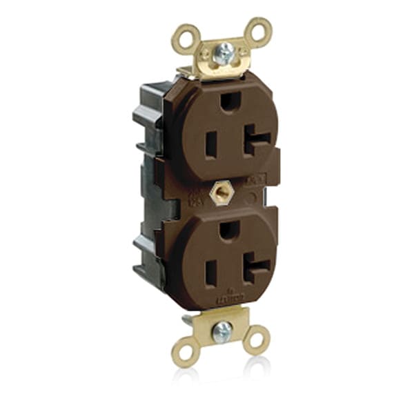 Leviton Receptacle, 20 A Amps, 125VAC, Duplex Outlet, 5-20R, Brown - M5362