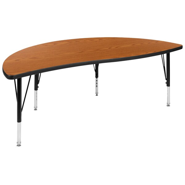 Flash Furniture 60" Circle Wave Oak Table Set-12" Stack Chairs - XU-GRP-12CH-A60-HCIRC-OAK-T-P-GG