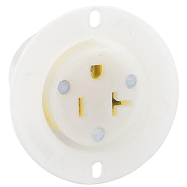 Leviton Flanged Receptacle, 20 A Amps, 125VAC, Flanged Outlet, 5-20R, White - 15379-C