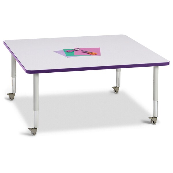 Jonti-Craft Berries Square Activity Table, 48 in. x 48 in., Mobile, Freckled Gray/Purple/Gray - 6418JCM004