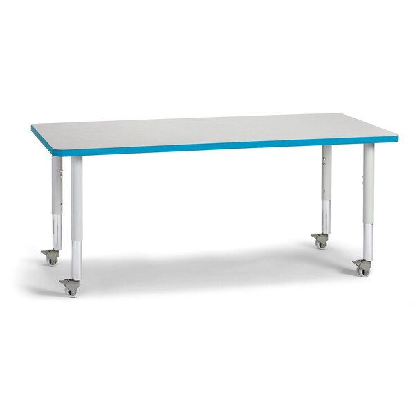 Jonti-Craft Berries Rectangle Activity Table, 30 in. x 60 in., Mobile, Freckled Gray/Teal/Gray - 6408JCM005
