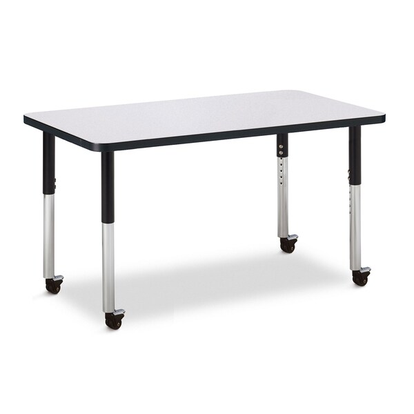 Jonti-Craft Berries Rectangle Activity Table, 24 in. x 36 in., Mobile, Freckled Gray/Black/Black - 6478JCM180
