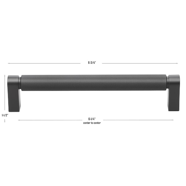 Gliderite Hardware 6-1/4 in. Center to Center Knurled Bar Pull Matte Black, 10PK - 4788-160-MB-10