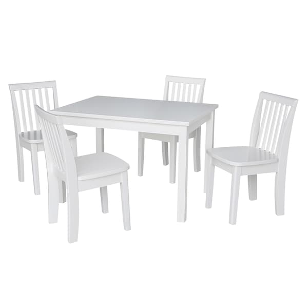 International Concepts Rectangle Table with 4 Mission Juvenile Chairs, 24 in W, 33.1 in L, 22.2 in H, Wood, White - K08-2532-263-4