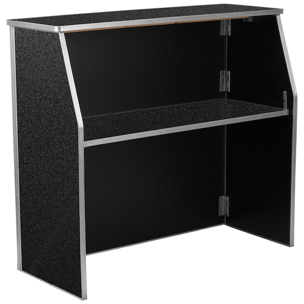 Flash Furniture Foldable Bar, Marble, 4ft., Black, 47.75" W, 19.5" L, 42.75" H, Laminate Top, Black - XA-BAR-48-MAR-GG