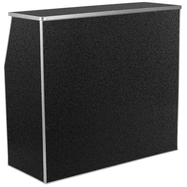 Flash Furniture Foldable Bar, Marble, 4ft., Black, 47.75" W, 19.5" L, 42.75" H, Laminate Top, Black - XA-BAR-48-MAR-GG