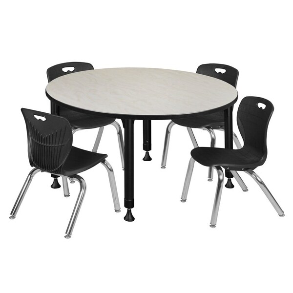 Regency Tables > Height Adjustable > Round Table & Chair Sets, 48 W, 48 L, 23-34 H, Maple - TB48RNDPLAPBK45BK