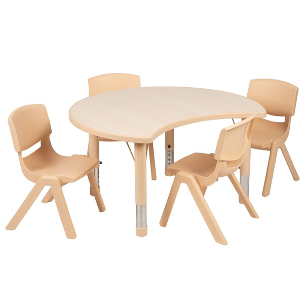 Flash Furniture Crescent 25.125" W, 35.5" L, 23.5" H, Laminate, Brown - YU-YCY-093-0034-CIR-TBL-NAT-GG