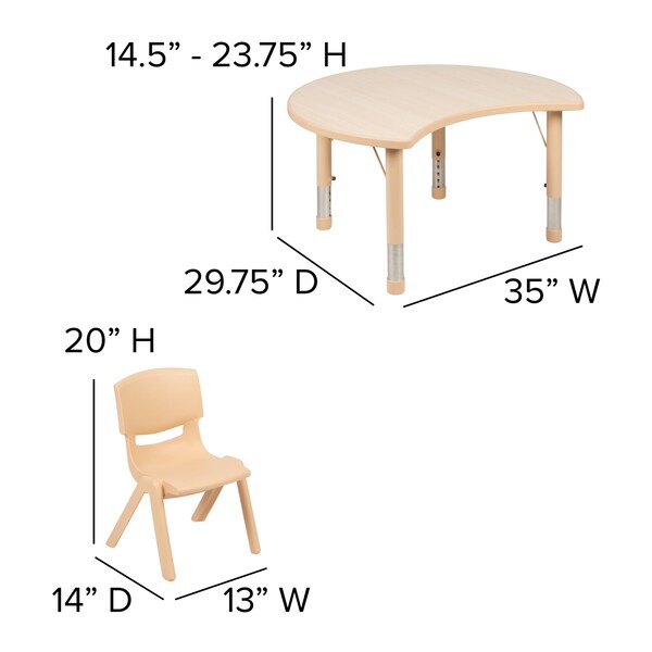 Flash Furniture Crescent 25.125" W, 35.5" L, 23.5" H, Laminate, Brown - YU-YCY-093-0034-CIR-TBL-NAT-GG