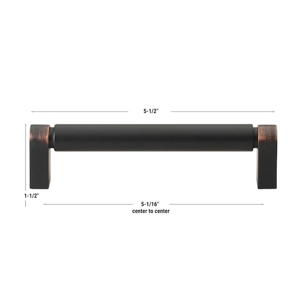 Gliderite Hardware 5 in. Center to Center Smooth Bar Pull - 4787-128-ORB, 5PK - 4787-128-ORB-5