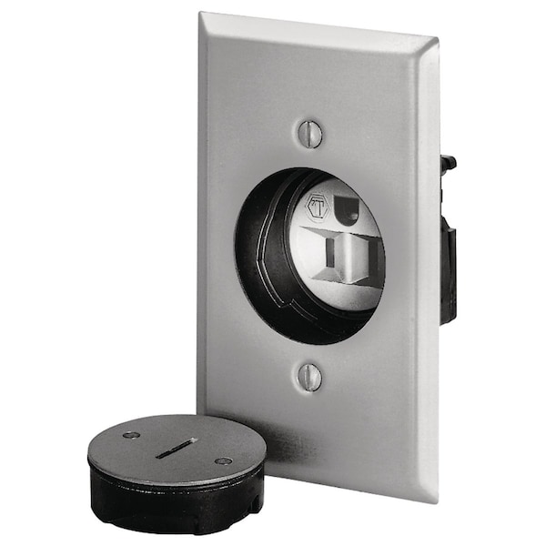 Bryant Straight Blade Device, Floor Mounted, Receptacle and Plate, 15A 125V, 2-Pole 3-Wire Grounding, 5-15R - 3799GS