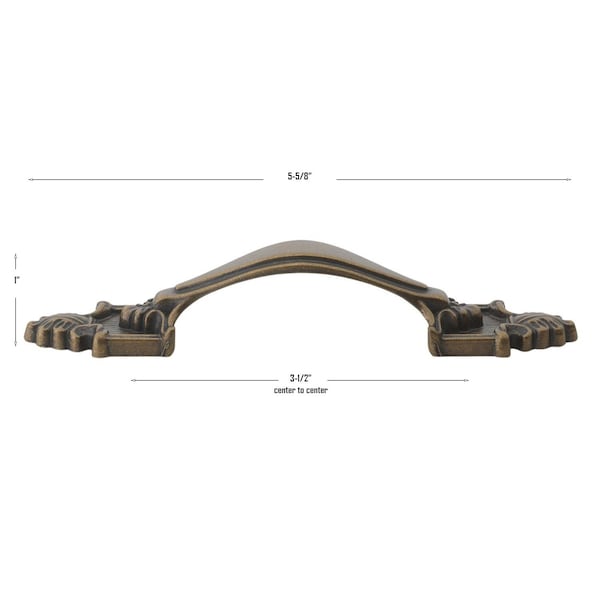 Gliderite Hardware 3-1/2 in. Center to Center Antique Brass Rustic Cabinet Pull - 4116-AB, 25PK - 4116-AB-25
