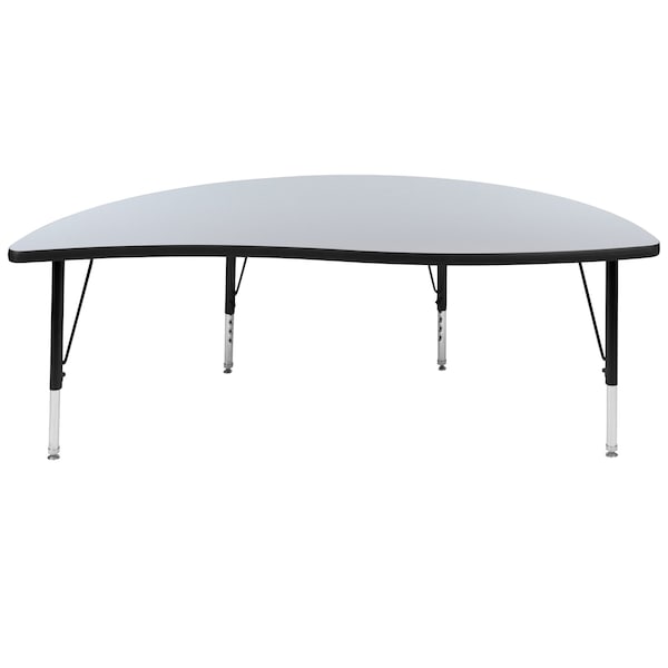 Flash Furniture Half Round 30 W, 60 L, 25.25 H, Chrome, Laminate, Particleboard, Steel, Grey - XU-A60-HCIRC-GY-T-P-GG