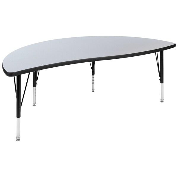 Flash Furniture Half Round 30 W, 60 L, 25.25 H, Chrome, Laminate, Particleboard, Steel, Grey - XU-A60-HCIRC-GY-T-P-GG
