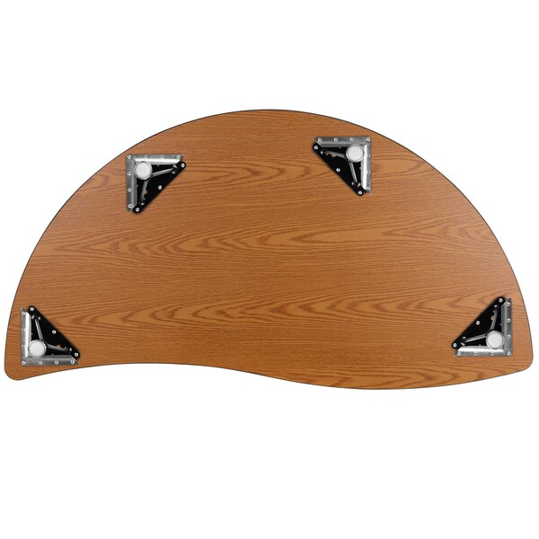 Flash Furniture Half Round 30 W, 60 L, 25.25 H, Chrome, Laminate, Particleboard, Steel, Grey - XU-A60-HCIRC-GY-T-P-GG