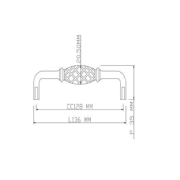 Richelieu 5-1/16 in. (128 mm) Center-to-Center Natural Iron Traditional Drawer Pull - BP767128908