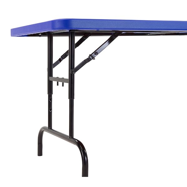 National Public Seating Rectangle Folding Table, 30" W, 72" L, 22-28.5" H, Blow-molded plastic Top, Blue - BTA-3072-04