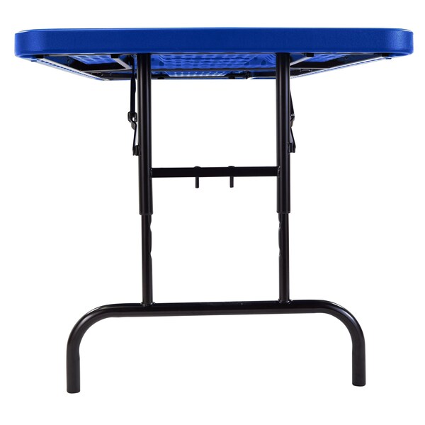 National Public Seating Rectangle Folding Table, 30" W, 72" L, 22-28.5" H, Blow-molded plastic Top, Blue - BTA-3072-04