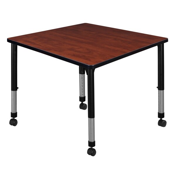Regency Tables > Height Adjustable > Square Mobile Tables, 36 W, 36 L, 23-34 H, Wood|Metal, Cherry - TB3636CHAPCBK