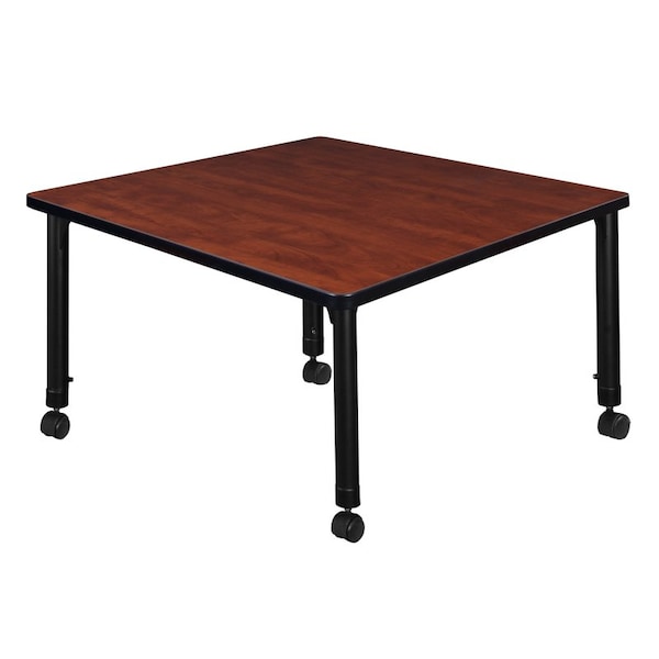 Regency Tables > Height Adjustable > Square Mobile Tables, 36 W, 36 L, 23-34 H, Wood|Metal, Cherry - TB3636CHAPCBK