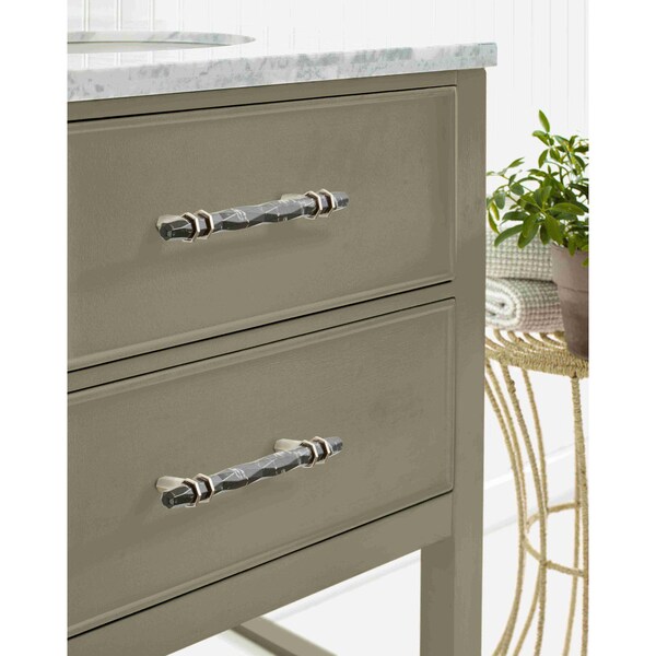 Amerock Carrione 5-1/16 in 128 mm Center-to-Center Marble Black/Polished Nickel Cabinet Pull - BP36649MBKPN