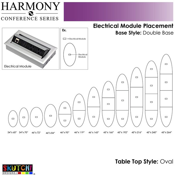Skutchi Designs 45.25 in W, 84 in L, 29 in H, Engineered Wood Top, White - HAR-OVL-46X84-DOU-09