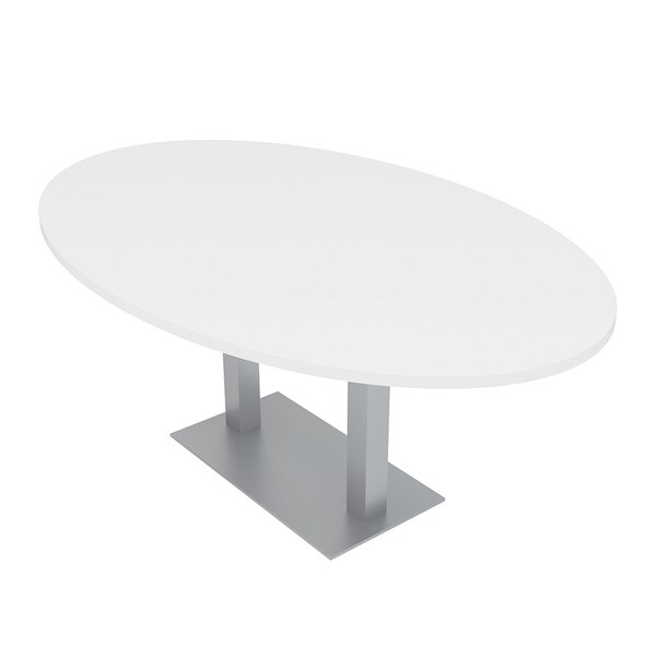 Skutchi Designs 45.25 in W, 84 in L, 29 in H, Engineered Wood Top, White - HAR-OVL-46X84-DOU-09