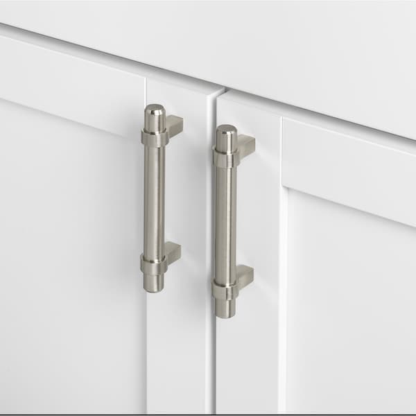 Gliderite Hardware 3 in. Center to Center Satin Nickel Solid Steel Bar Pull - 4005-76-SS, 5PK - 4005-76-SS-5