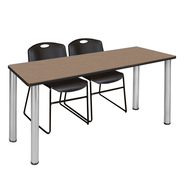 Regency Kee Training Table W/ 2 Zeng Chairs, 66 in W, 24 in L, Noble Oak - MT6624NOBPCM44BK