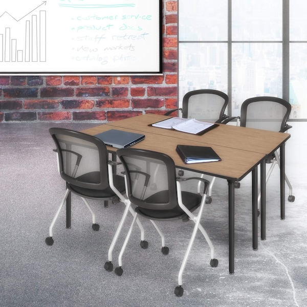 Regency Kee Folding Training Seminar Table, 66 in W, 24 in L, Noble Oak - MTF6624NOBK
