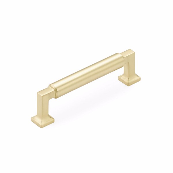 Schaub 4in Center to Center Haniburton Cabinet Pull Satin Brass Finish - 474-SB