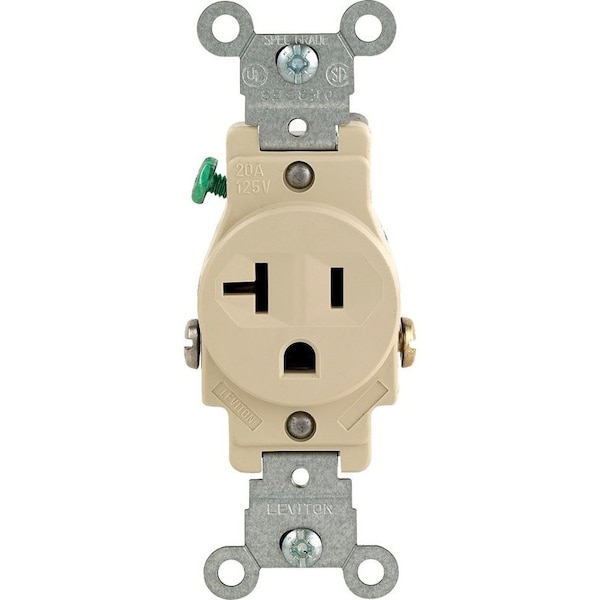 Leviton 20 amps 125 V Single Ivory Outlet 5-20R - 05801-KIS