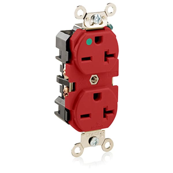 Leviton Receptacle, 20 A Amps, 250VAC, Duplex Outlet, 6-20R, Red - 8400-R