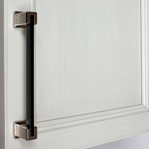 Gliderite Hardware 6-1/4 in. Center to Center Modern Embossed Matte Black Cabinet Pull - 52060-160-MB, 5PK - 52060-160-MB-5