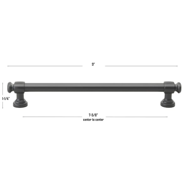 Gliderite Hardware 7-5/8 in. Center to Center Matte Black Classic Euro Bar Pull - 4361-192-MB, 10PK - 4361-192-MB-10