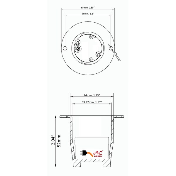 Ac Works 15 Amp 250 Volt NEMA 6-15P Flanged Power Input Inlet with Covers - ASIN615P-WC
