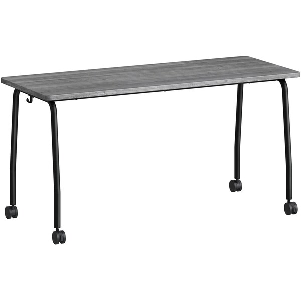 Lorell Mobile Training Table, 47.25" x 23.63" x 29.5", 300lb Capacity, Weathered Charcoal - LLR60846