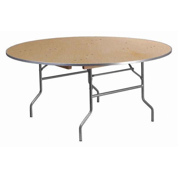 Flash Furniture Round Folding Table, 66" W, 66" L, 30" H, Wood Top, Wood Grain - XA-66-BIRCH-M-GG