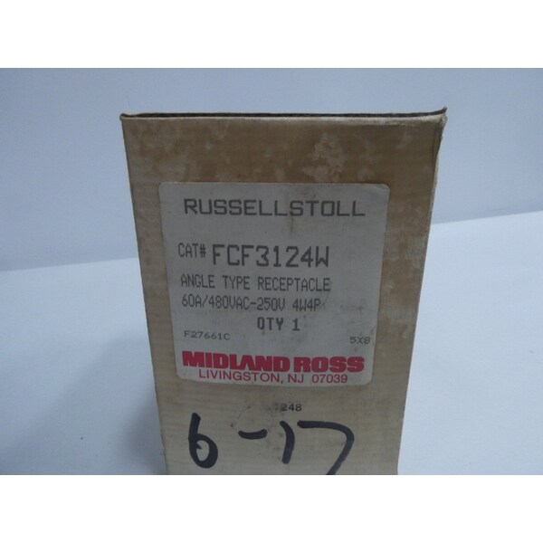 Russellstoll 4P 4W 60A AMP 480V-AC RECEPTACLE - FCF3124W